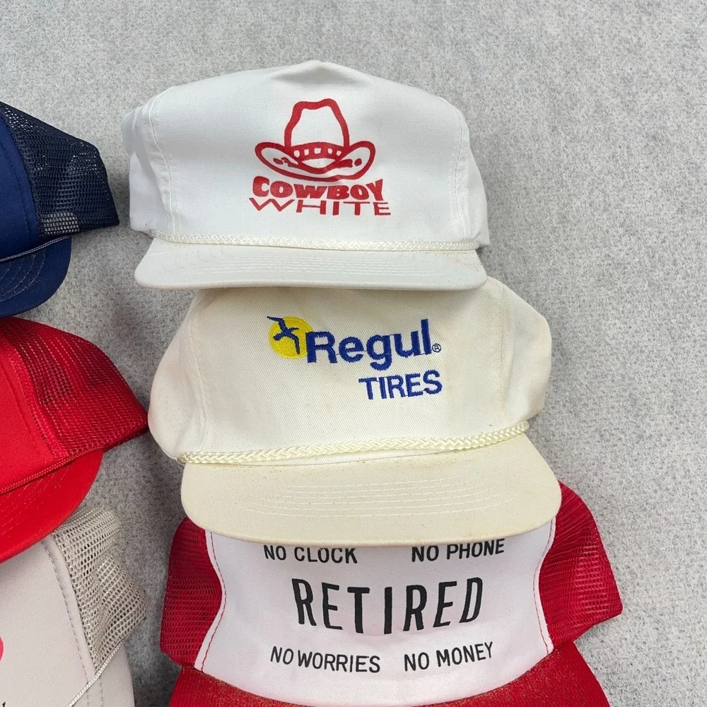 Vintage Trucker Hat Lot Snapback Cap 80s 90s Y2K Patch USA Advertising Rope BQ5